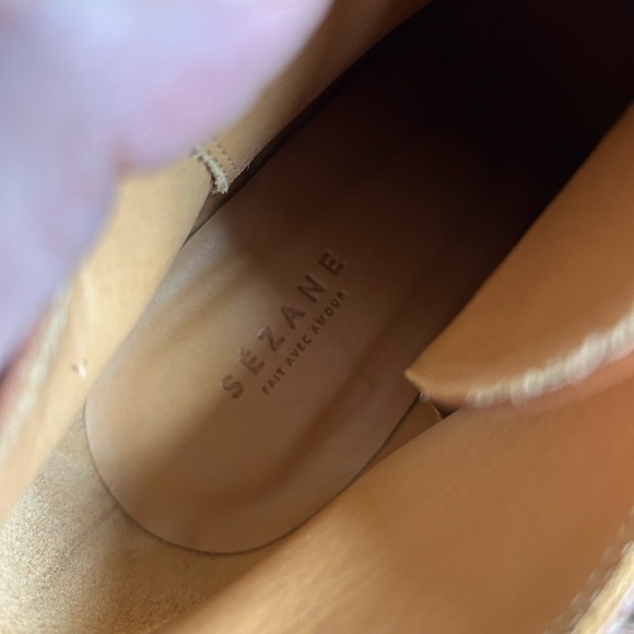 Sezane Brown Leather Lace Up Booties Size 38 - Picture 7 of 9